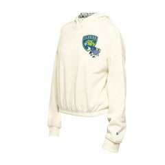 Florida Panthers New Era Women's Glam Game Quarter-Zip Cropped Floral Hoodie Pullover Cream