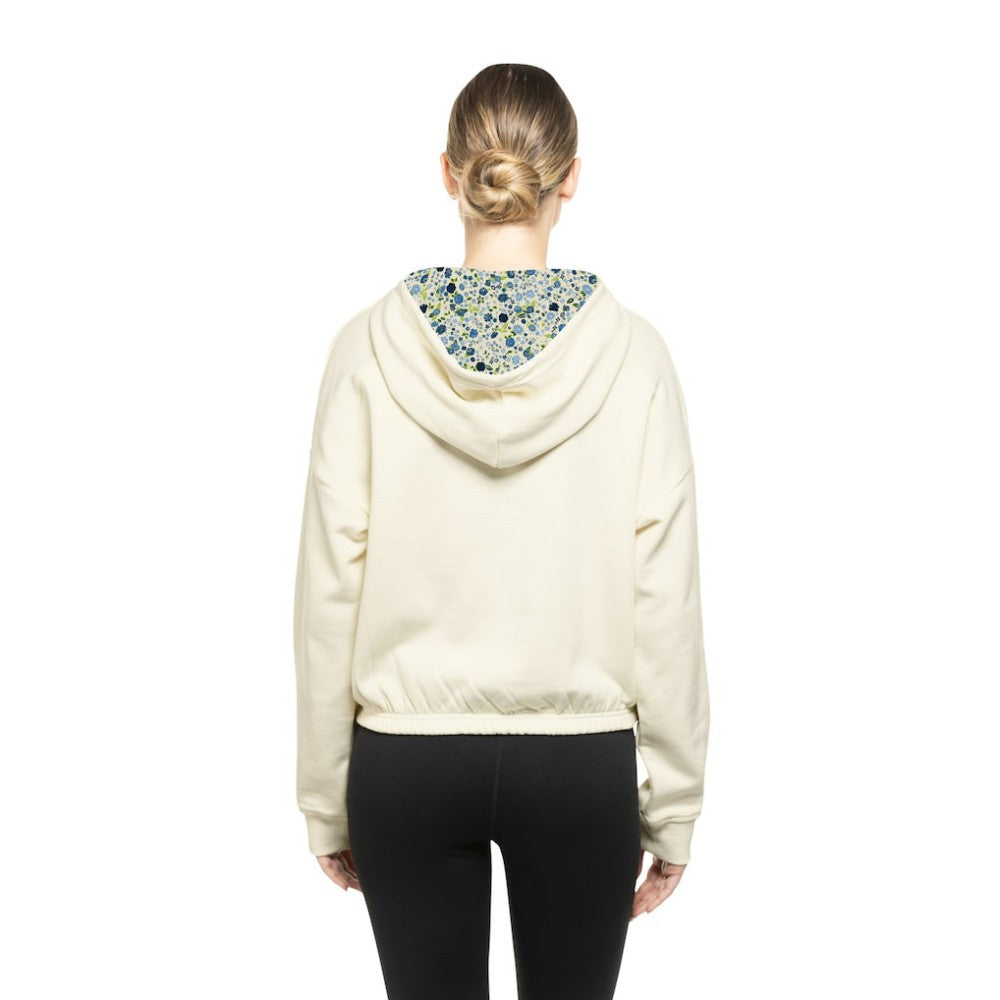 Boston Bruins New Era Women's Glam Game Quarter-Zip Cropped Floral Hoodie Pullover Cream