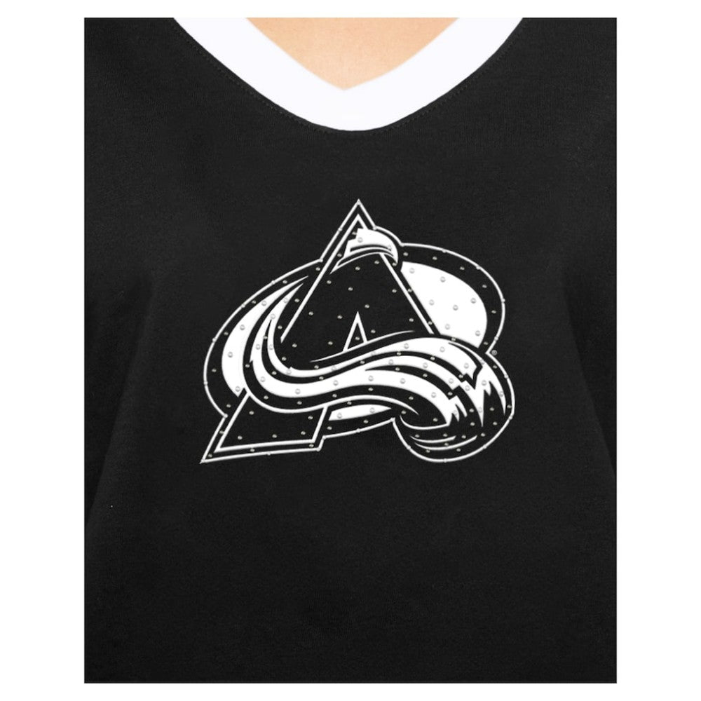 Colorado Avalanche New Era Women's Game Day Rhinestuds T-Shirt Black