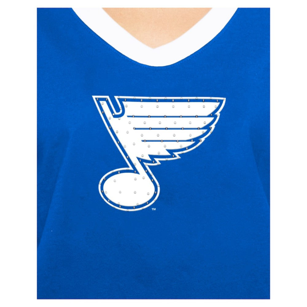 St. Louis Blues New Era Women's Game Day Rhinestuds T-Shirt Blue