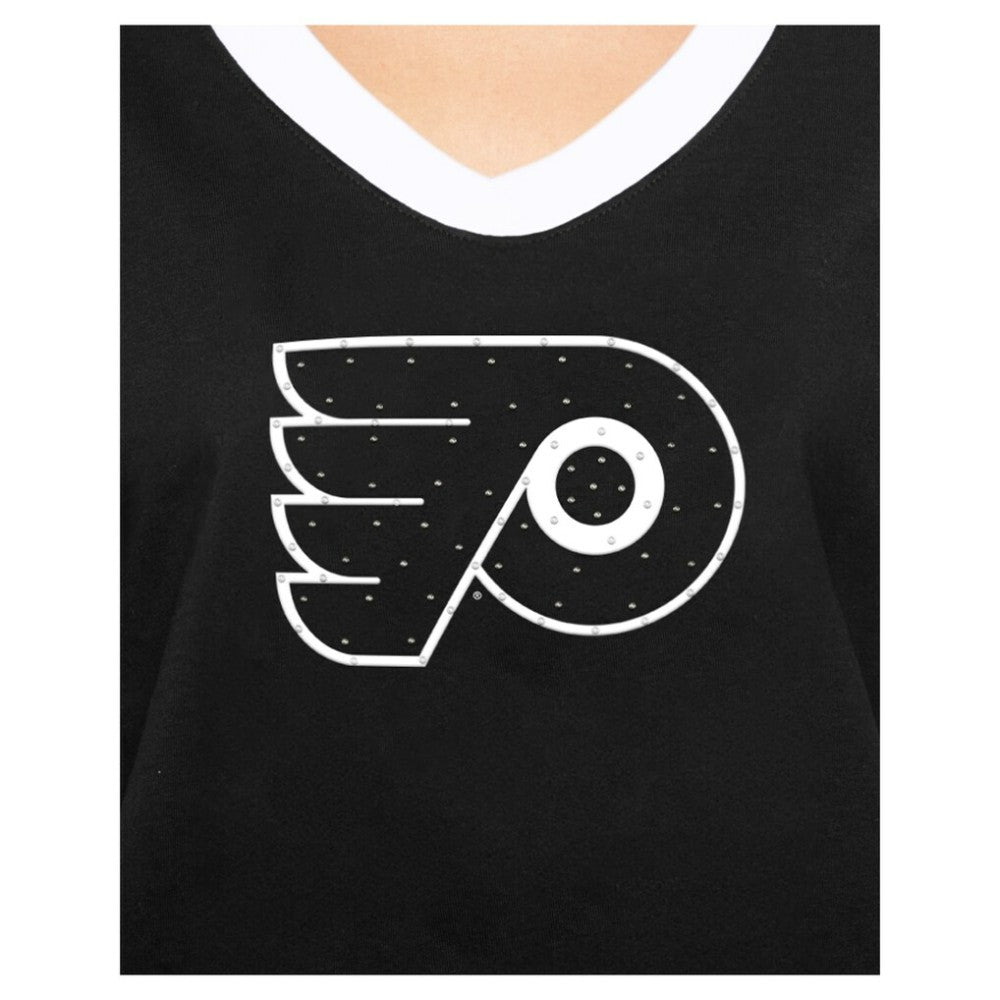 Philadelphia Flyers New Era Women's Game Day Rhinestuds T-Shirt Black
