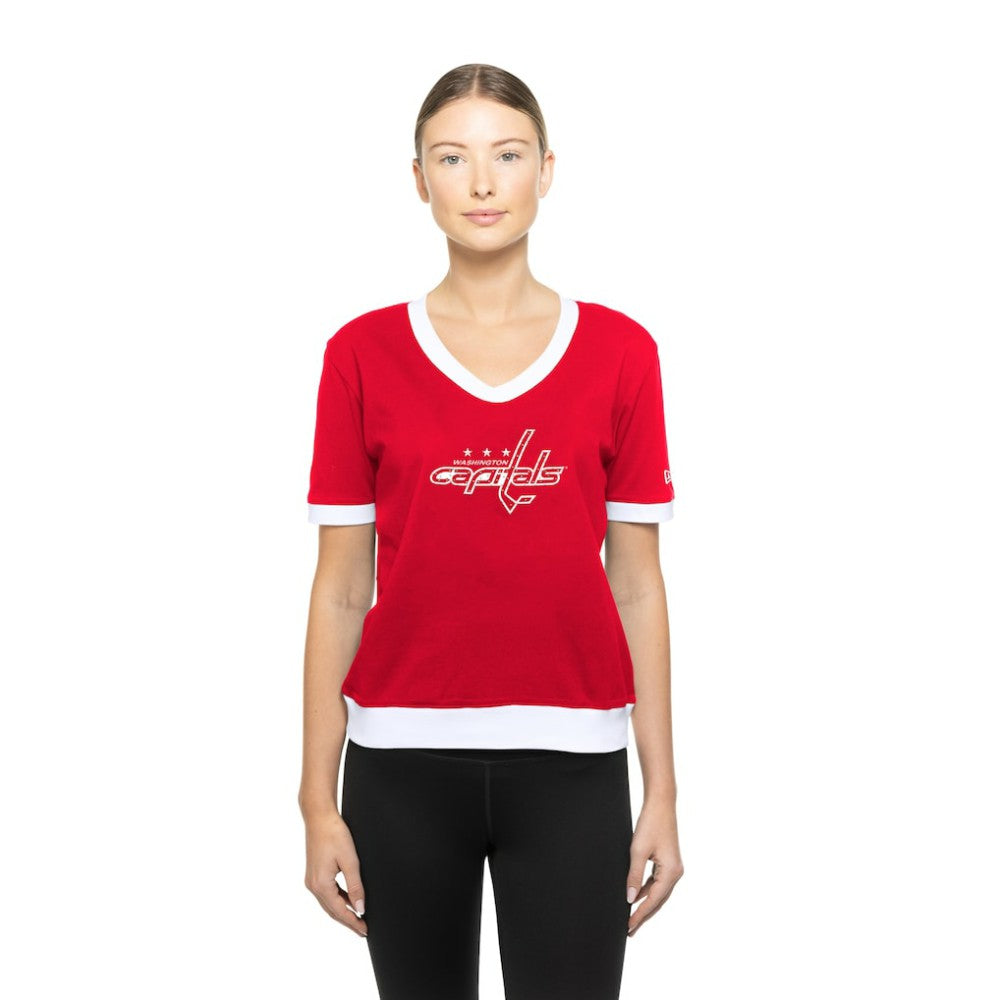 Washington Capitals New Era Women's Game Day Rhinestuds T-Shirt Red