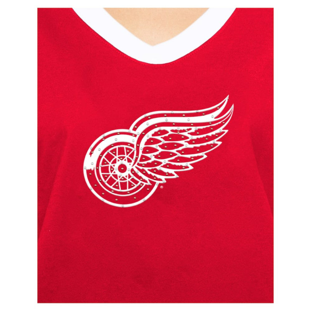 Detroit Red Wings New Era Women's Game Day Rhinestuds T-Shirt Red