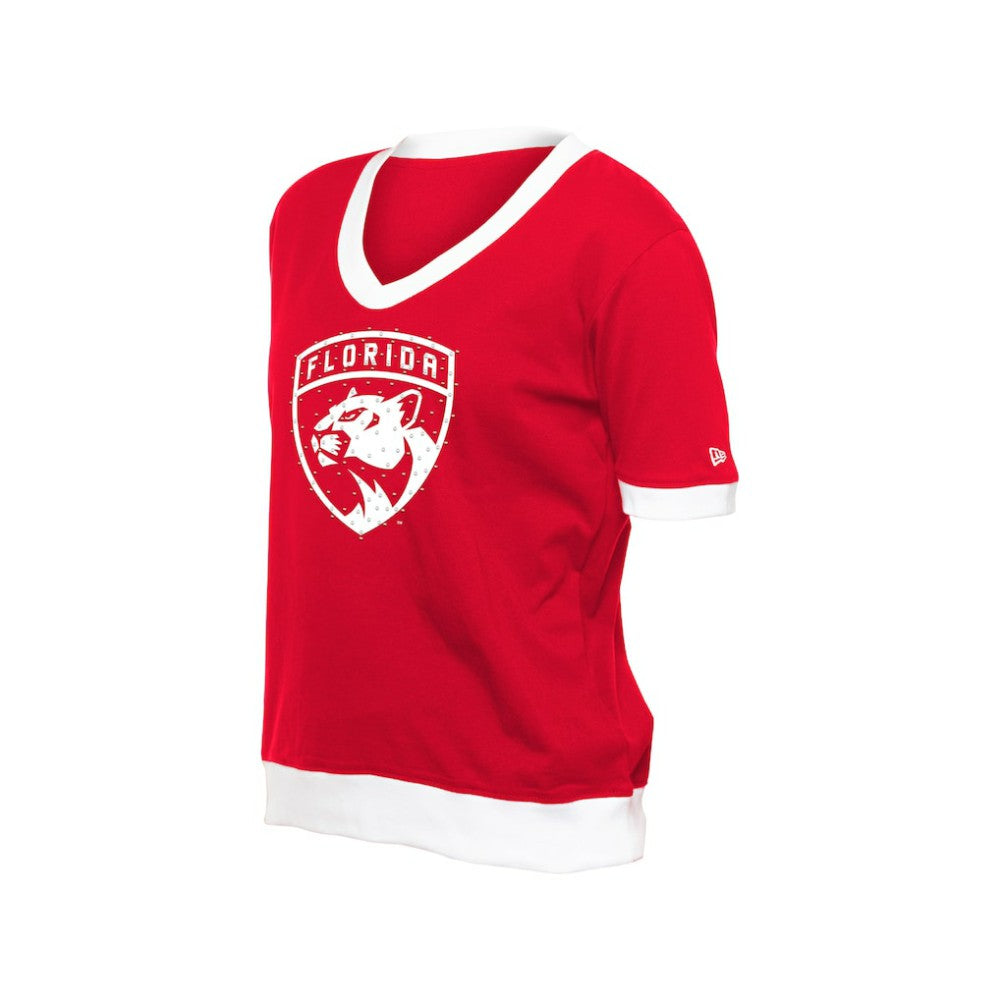 Florida Panthers New Era Women's Game Day Rhinestuds T-Shirt Red