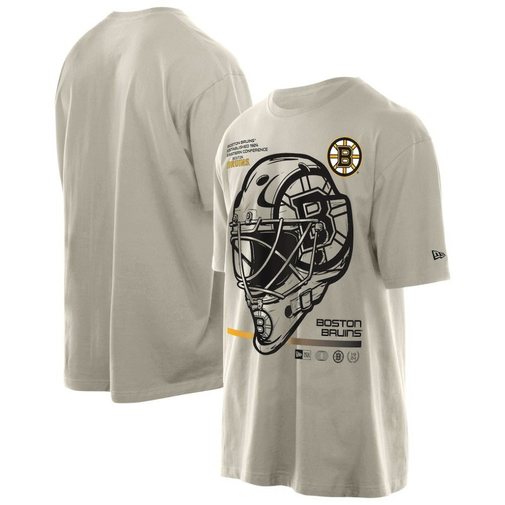 Boston Bruins New Era Goalie Mask T-Shirt Tan