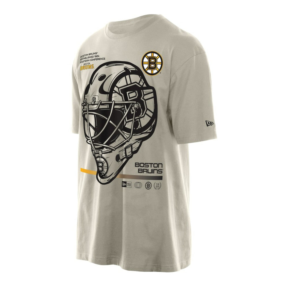Boston Bruins New Era Goalie Mask T-Shirt Tan