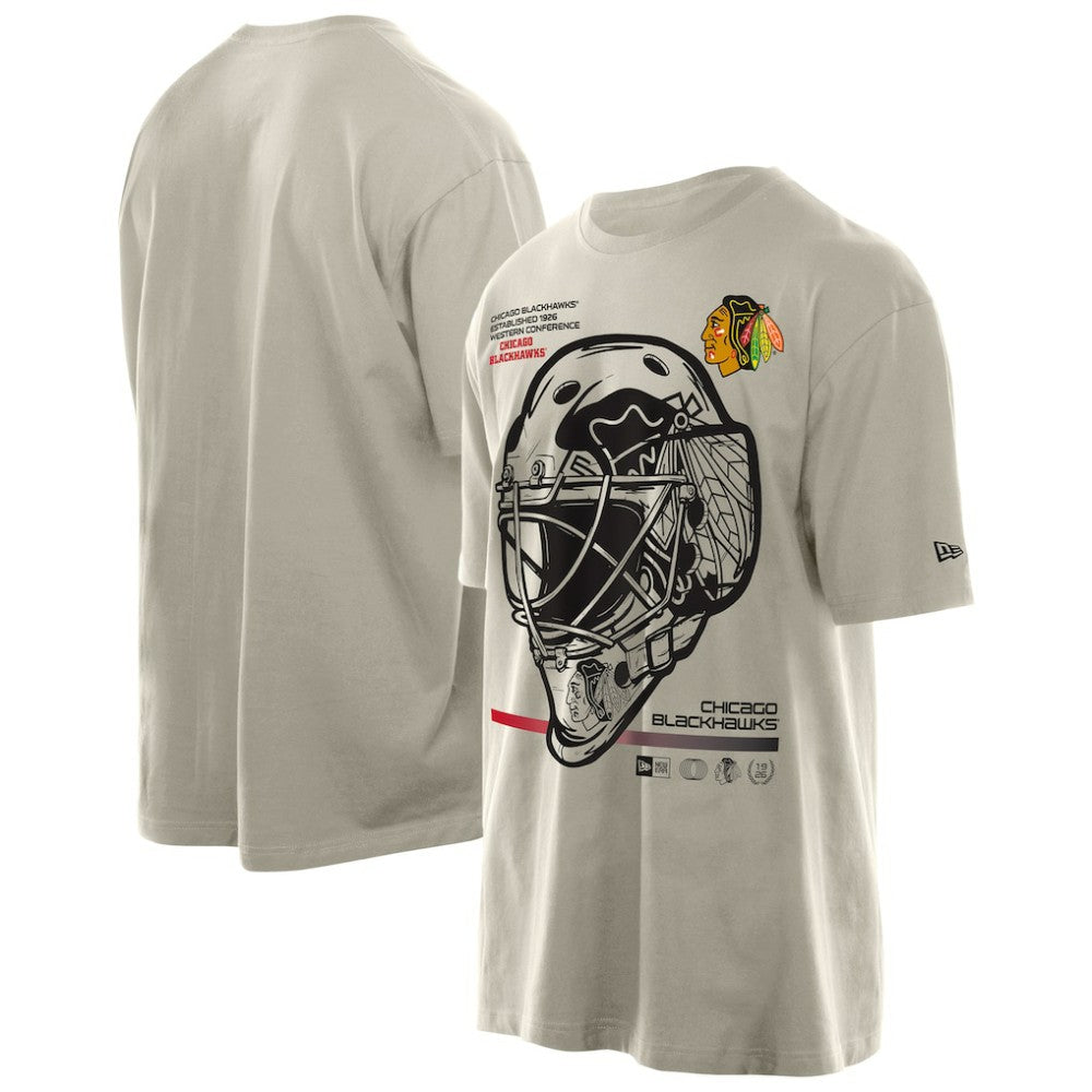 Chicago Blackhawks New Era Goalie Mask T-Shirt Tan