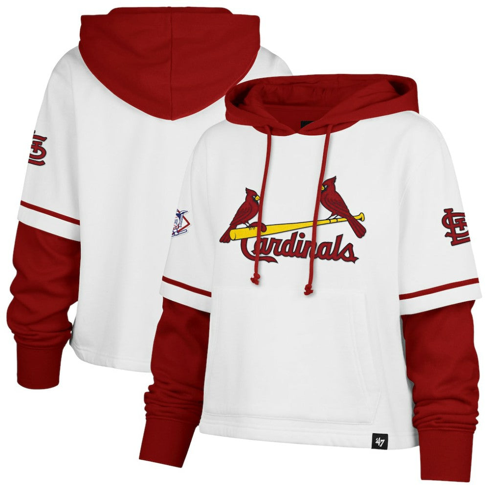 St. Louis Cardinals Women's Trifecta Shortstop Cropped Pullover Hoodie - White | 47 brand