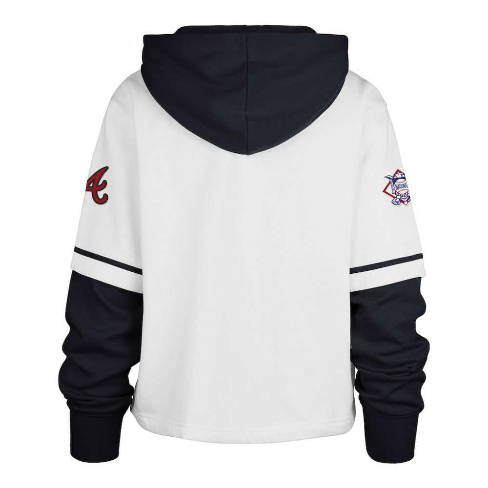 Atlanta Braves Women's Trifecta Shortstop Cropped Pullover Hoodie - White | 47 brand