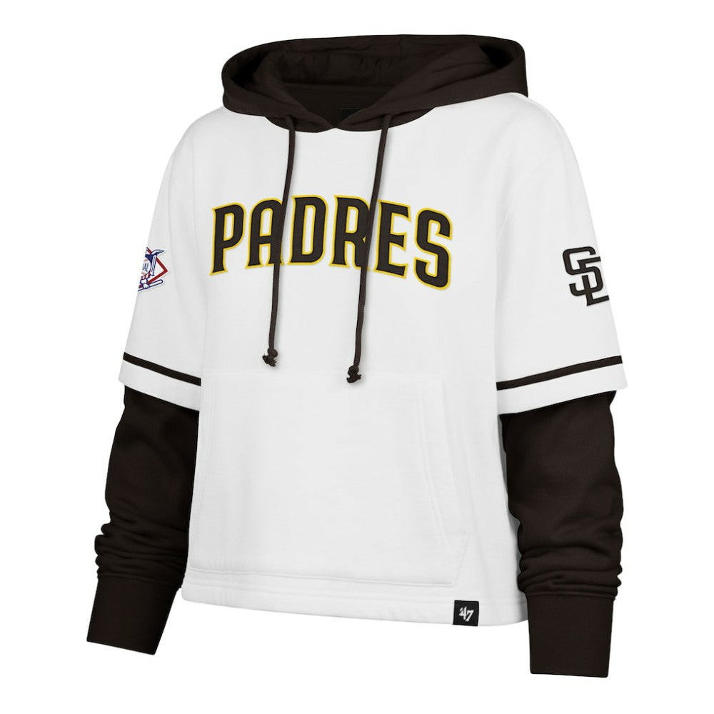 San Diego Padres Women's Trifecta Shortstop Cropped Pullover Hoodie - White | 47 brand