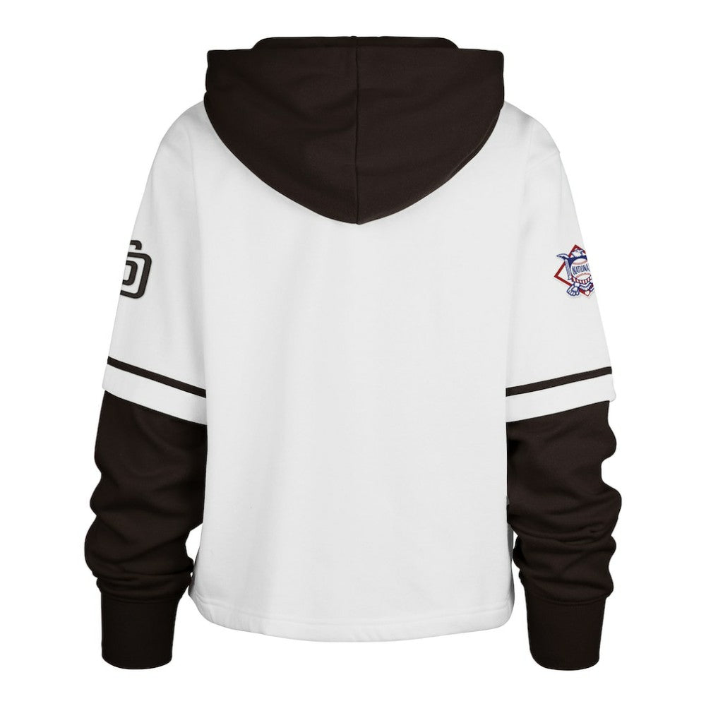 San Diego Padres Women's Trifecta Shortstop Cropped Pullover Hoodie - White | 47 brand