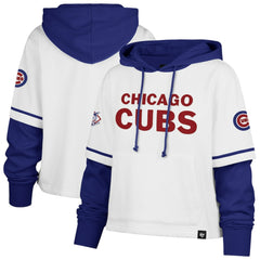 Chicago Cubs Women's Trifecta Shortstop Cropped Pullover Hoodie - White | 47 brand