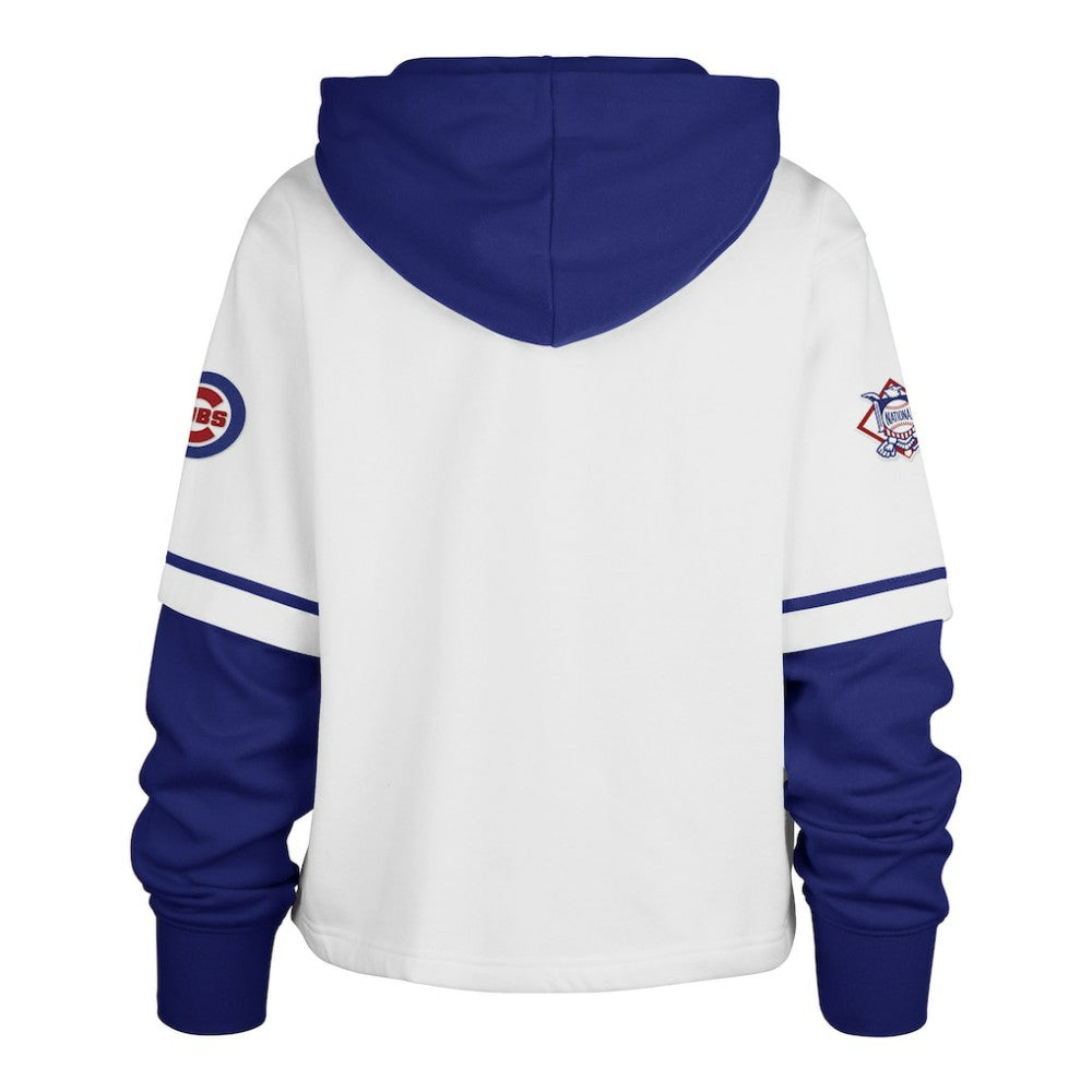 Chicago Cubs Women's Trifecta Shortstop Cropped Pullover Hoodie - White | 47 brand