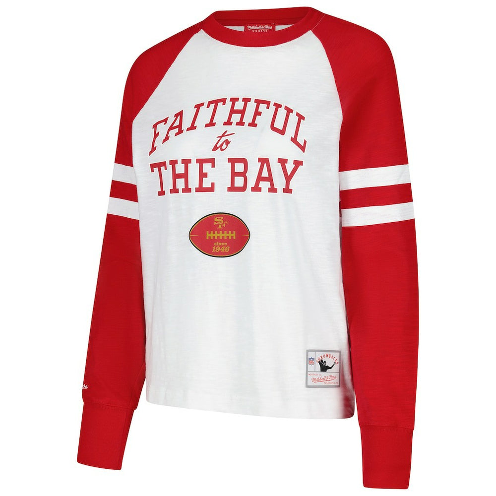 San Francisco 49ers Women's Slub Long Sleeve T-Shirt - White/Scarlet cheap