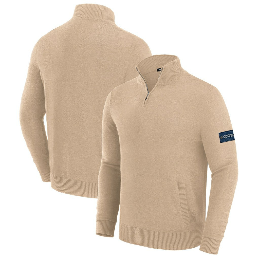 Dallas Cowboys J. Palmer Franchise Quarter-Zip Sweater - Tan on sale