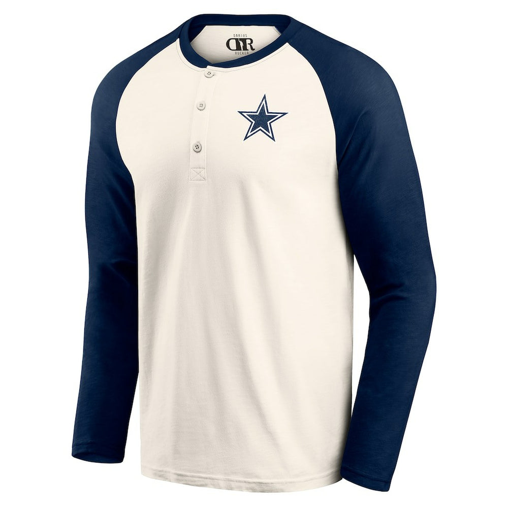Dallas Cowboys Darius Rucker Collection Raglan Henley Long Sleeve T-Shirt - White/Navy on sale