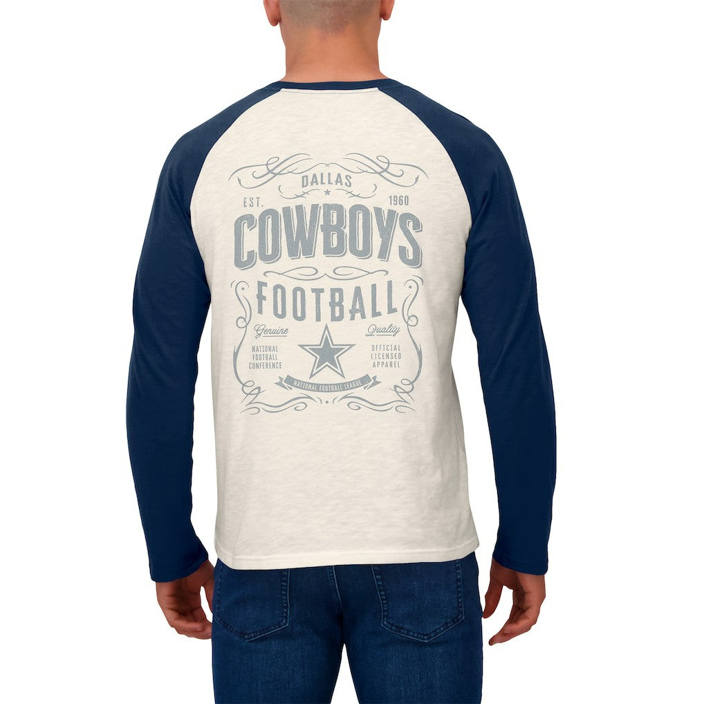 Dallas Cowboys Darius Rucker Collection Raglan Henley Long Sleeve T-Shirt - White/Navy on sale