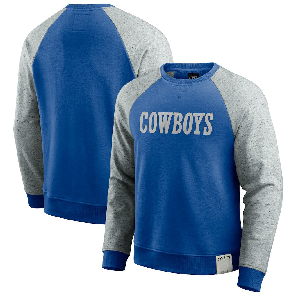 Dallas Cowboys Darius Rucker Collection Throwback Color Block Raglan Pullover Sweatshirt - Blue/Gray sale