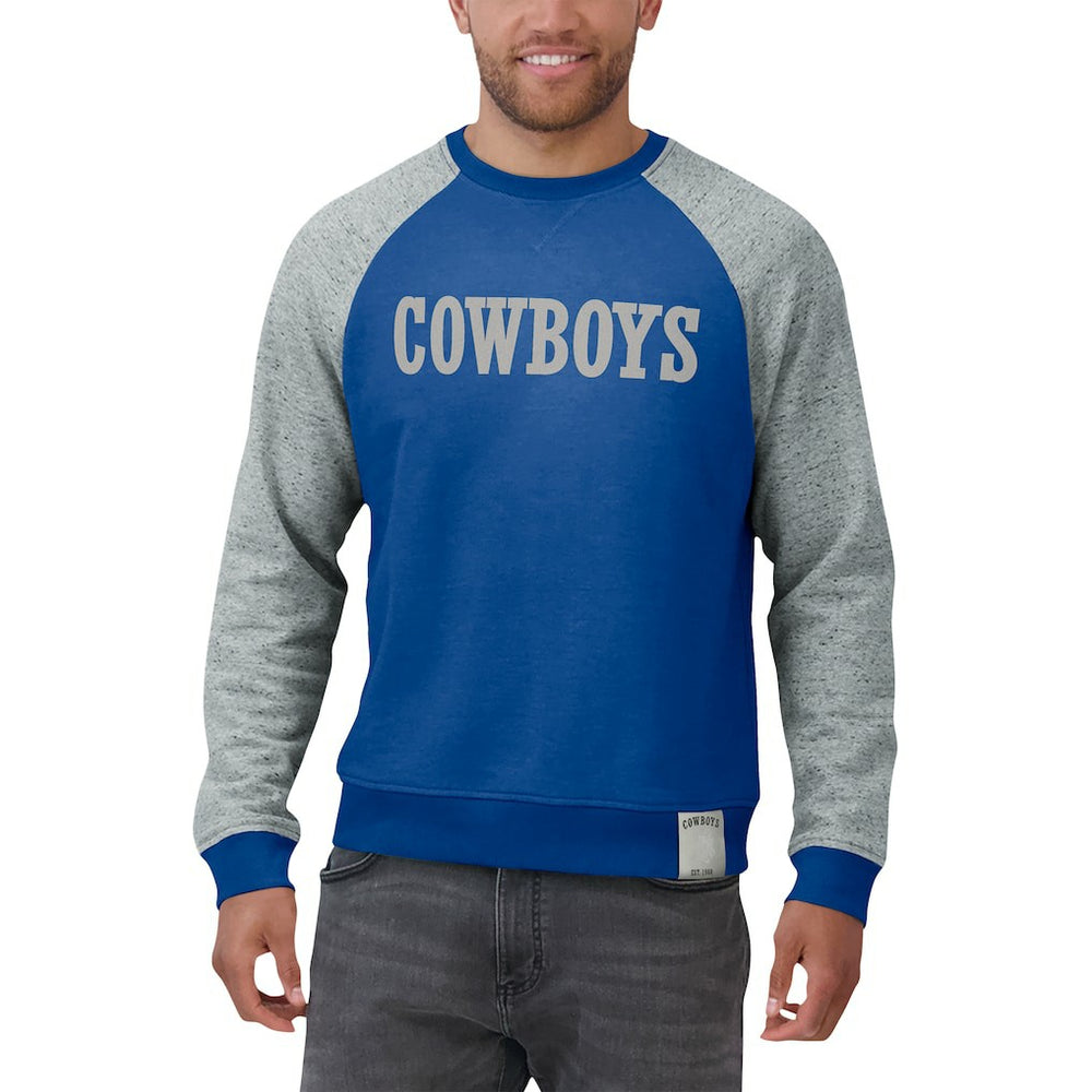 Dallas Cowboys Darius Rucker Collection Throwback Color Block Raglan Pullover Sweatshirt - Blue/Gray sale