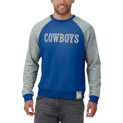 Dallas Cowboys Darius Rucker Collection Throwback Color Block Raglan Pullover Sweatshirt - Blue/Gray sale