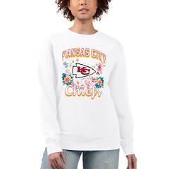 Kansas City Chiefs G-III 4Her by Carl Banks Women's Flower Logo Graphic Fleece Pullover Sweatshirt - White for sale