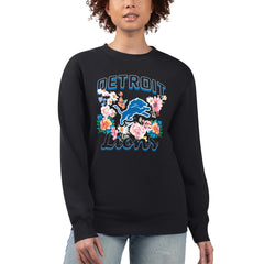 Detroit Lions G-III 4Her by Carl Banks Women's Flower Logo Graphic Fleece Pullover Sweatshirt - Black discount