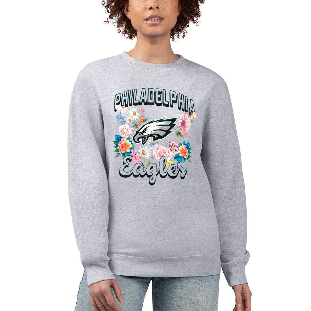 Philadelphia Eagles G-III 4Her by Carl Banks Women's Flower Logo Graphic Fleece Pullover Sweatshirt - Heather Gray for sale