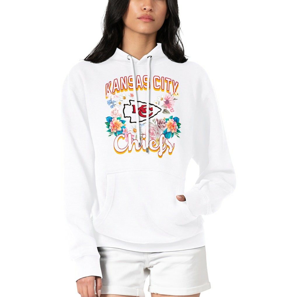 Kansas City Chiefs G-III 4Her by Carl Banks Women's Flowers Team Logo Graphic Fleece Pullover Hoodie - White on sale