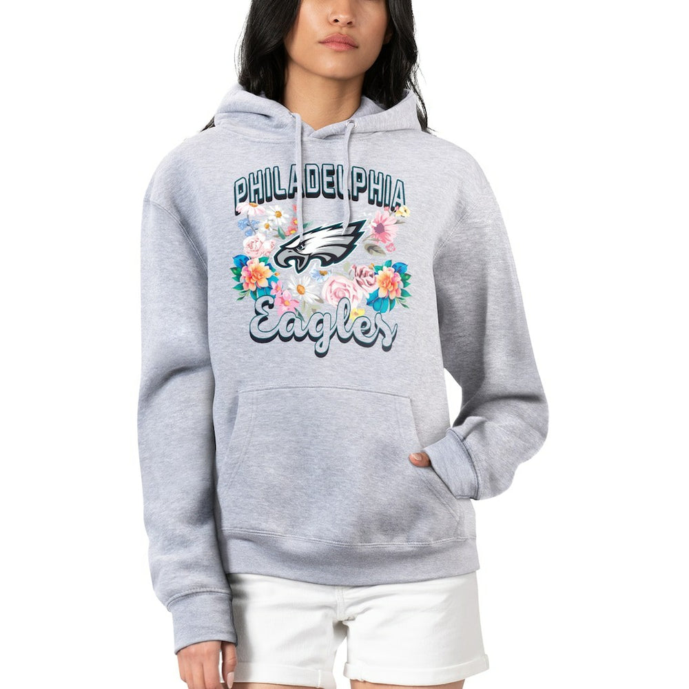 Philadelphia Eagles G-III 4Her by Carl Banks Women's Flowers Team Logo Graphic Fleece Pullover Hoodie - Heather Gray cheap
