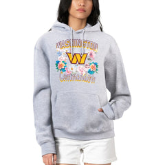 Washington Commanders G-III 4Her by Carl Banks Women's Flowers Team Logo Graphic Fleece Pullover Hoodie - Heather Gray cheap
