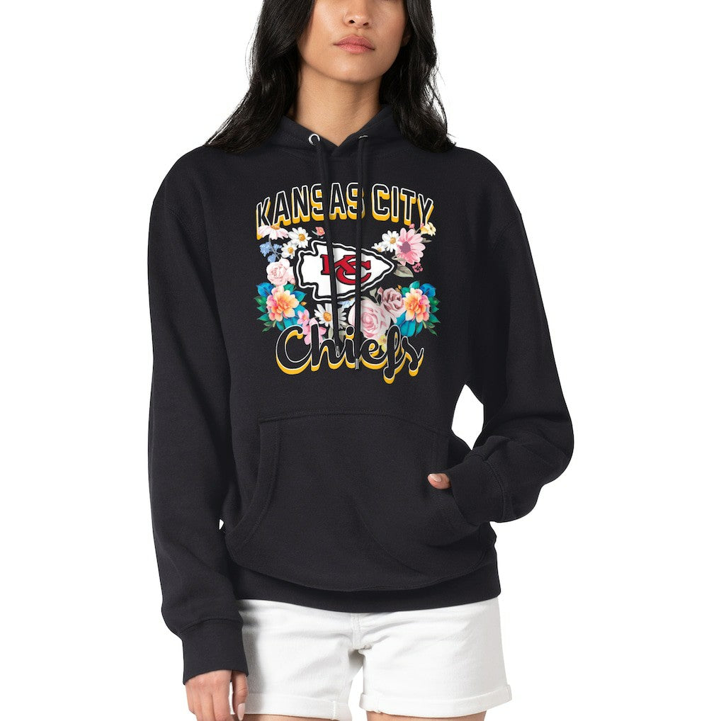 Kansas City Chiefs G-III 4Her by Carl Banks Women's Flowers Team Logo Graphic Fleece Pullover Hoodie - Black outlet