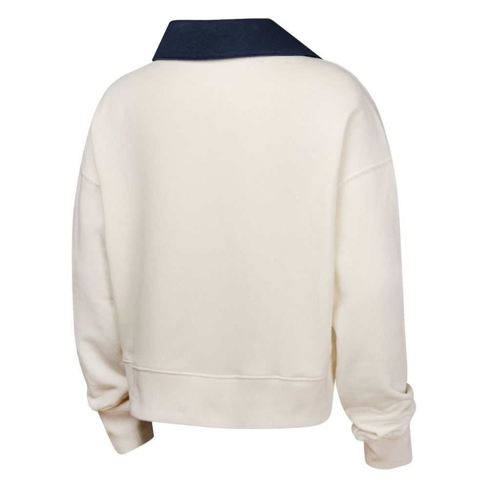 Atlanta Braves Girls Youth Ballpark Hit Collared V-Neck Pullover Sweatshirt - White