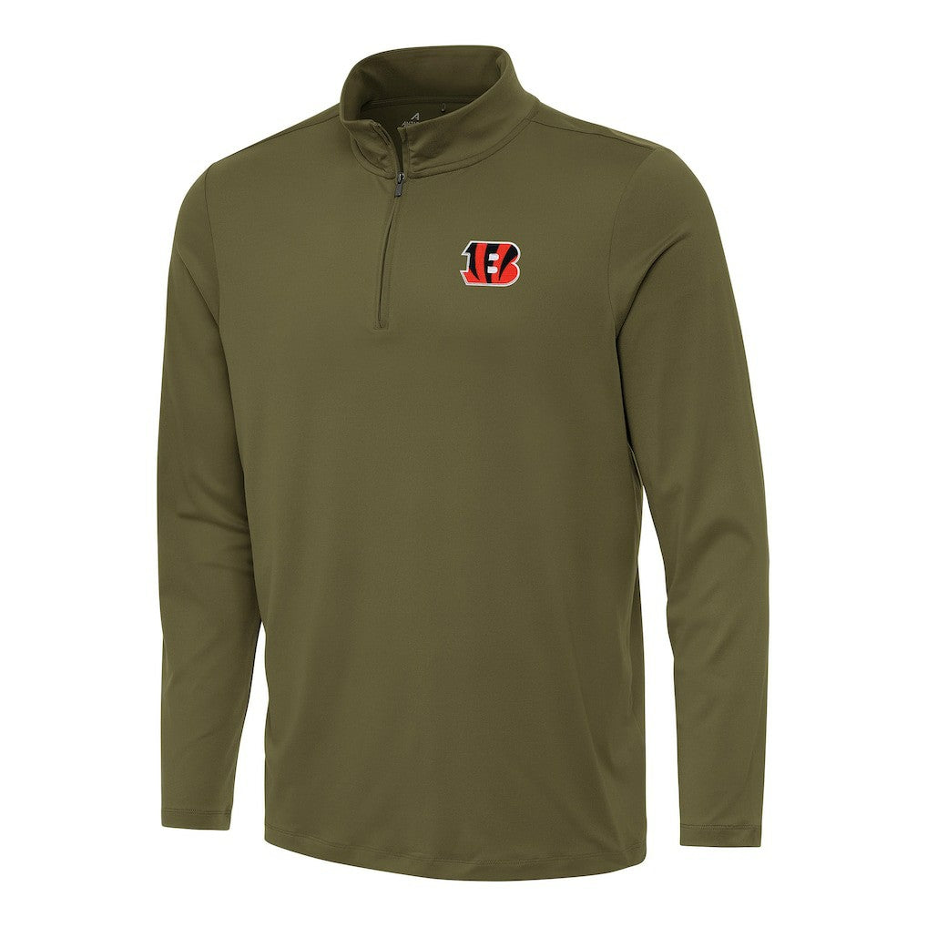 Cincinnati Bengals Antigua Reprocess Quarter-Zip Top - Olive sale