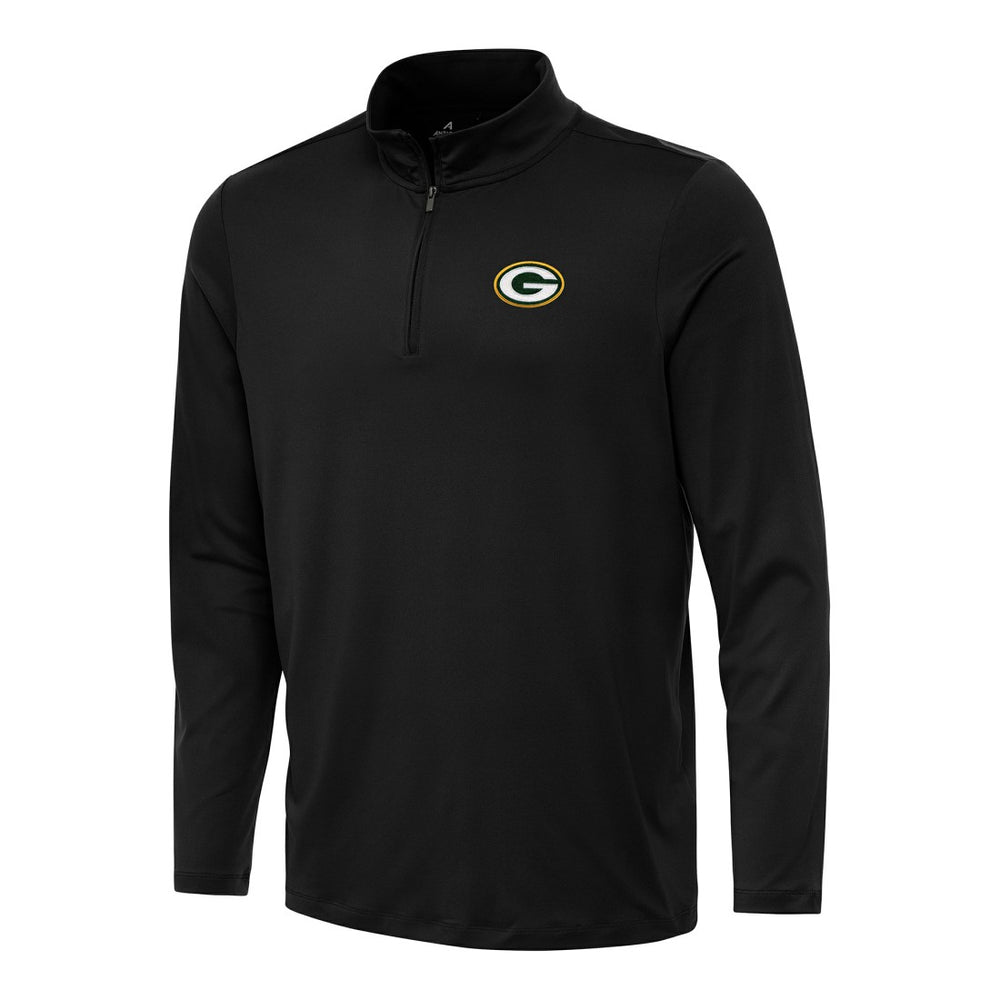 Green Bay Packers Antigua Reprocess Quarter-Zip Top - Black on sale