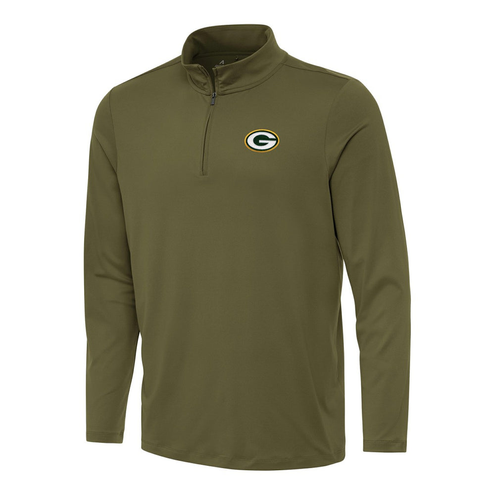 Green Bay Packers Antigua Reprocess Quarter-Zip Top - Olive for sale