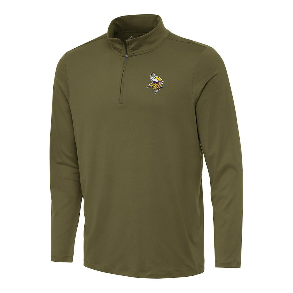 Minnesota Vikings Antigua Reprocess Quarter-Zip Top - Olive for sale