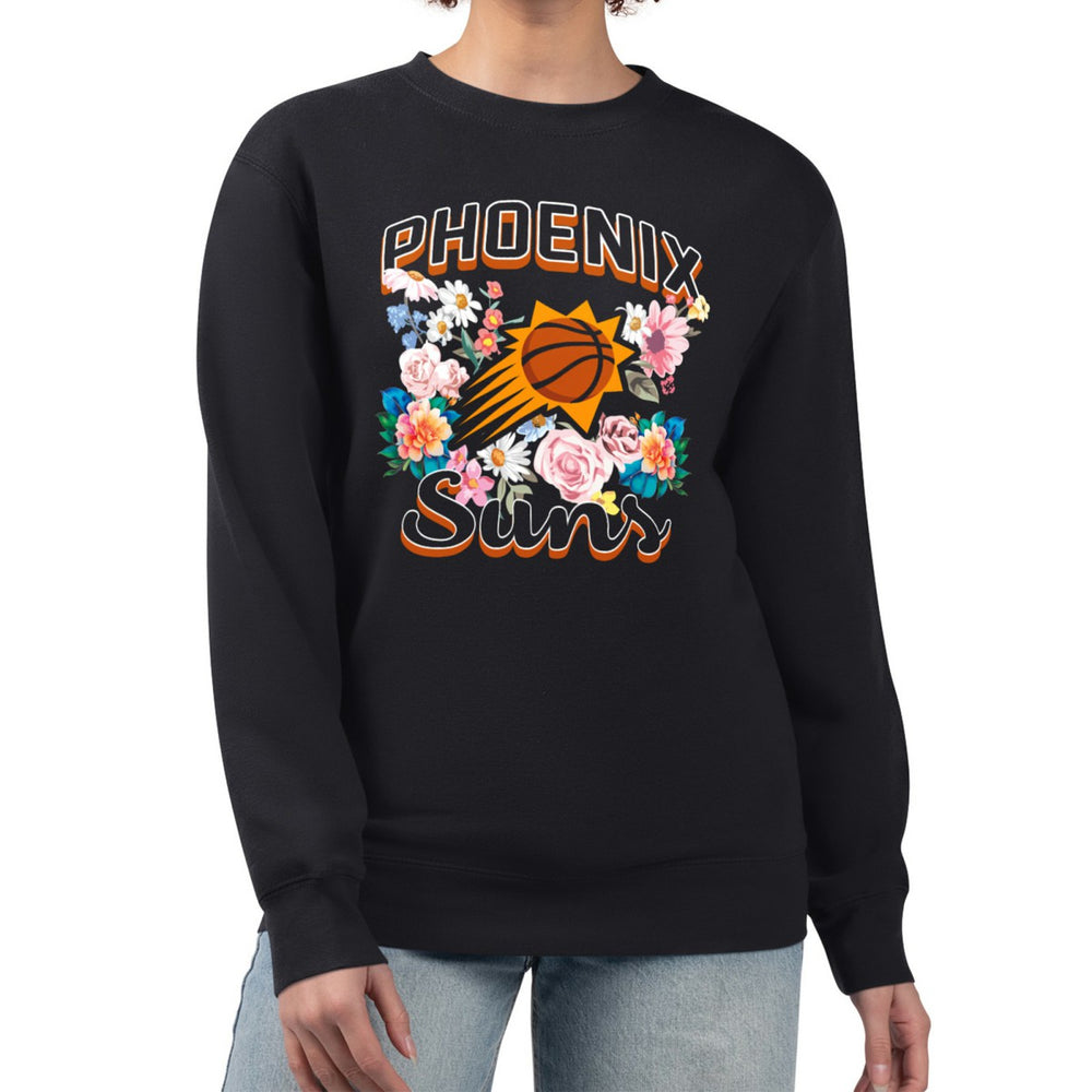 Phoenix Suns G-III 4Her by Carl Banks Women's Flowers Team Logo Graphic Fleece Crewneck Pullover Sweatshirt - Black outlet