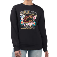 Cleveland Cavaliers G-III 4Her by Carl Banks Women's Flowers Team Logo Graphic Fleece Crewneck Pullover Sweatshirt sale - Black outlet