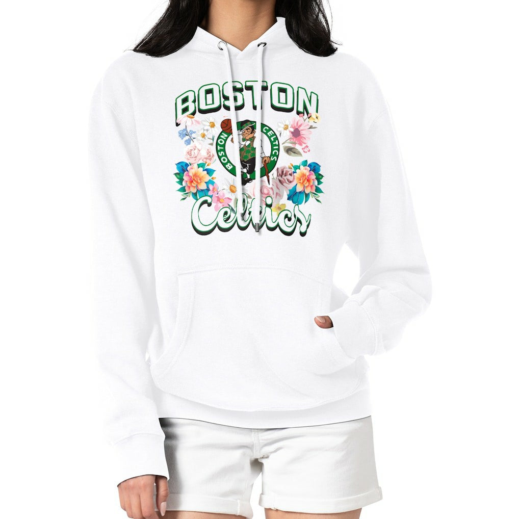 Boston Celtics G-III 4Her by Carl Banks Women's Flowers Team Logo Graphic Fleece Pullover Hoodie - White for sale