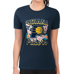 Indiana Pacers G-III 4Her by Carl Banks Women's Super-Slim Fit Lightweight Flowers Team Logo Graphic T-Shirt - Navy shop