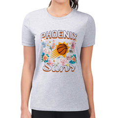 Phoenix Suns G-III 4Her by Carl Banks Women's Super-Slim Fit Lightweight Flowers Team Logo Graphic T-Shirt - Heather Gray sale