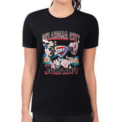Oklahoma City Thunder G-III 4Her by Carl Banks Women's Super-Slim Fit Lightweight Flowers Team Logo Graphic T-Shirt - Black discount