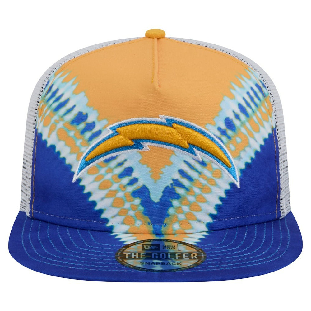 Los Angeles Chargers New Era Throwback Dye Golfer Snapback Hat - Gold/Blue discount
