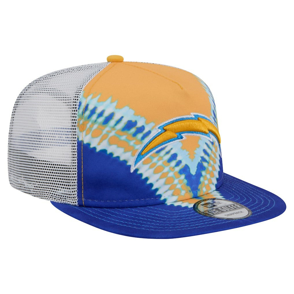 Los Angeles Chargers New Era Throwback Dye Golfer Snapback Hat - Gold/Blue discount