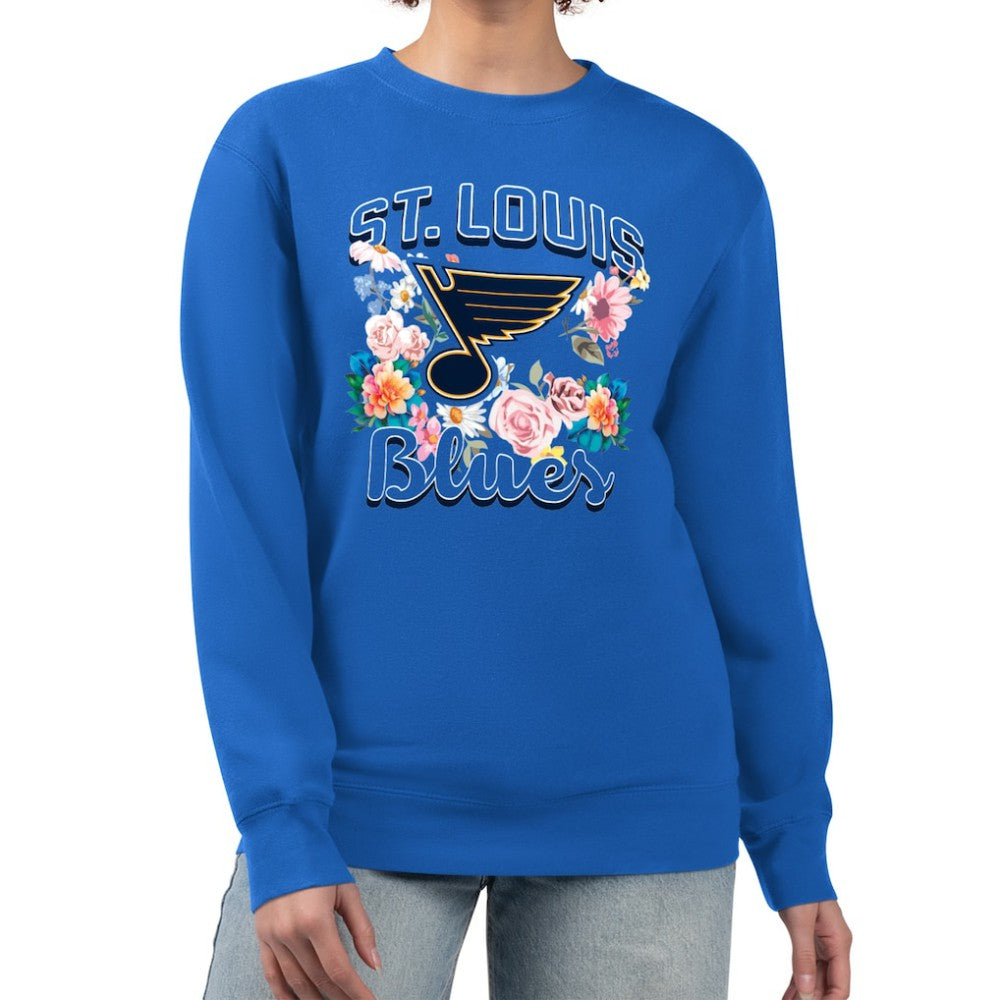 St. Louis Blues G-III 4Her by Carl Banks Women's Flower Logo Pullover Sweatshirt Blue