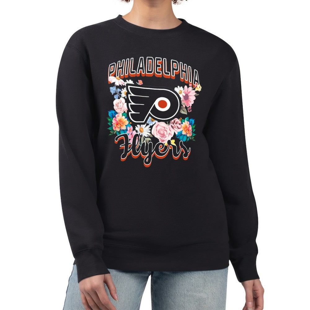 Philadelphia Flyers G-III 4Her by Carl Banks Women's Flower Logo Pullover Sweatshirt Black