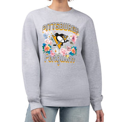 Pittsburgh Penguins G-III 4Her by Carl Banks Women's Flower Logo Pullover Sweatshirt Heather Gray
