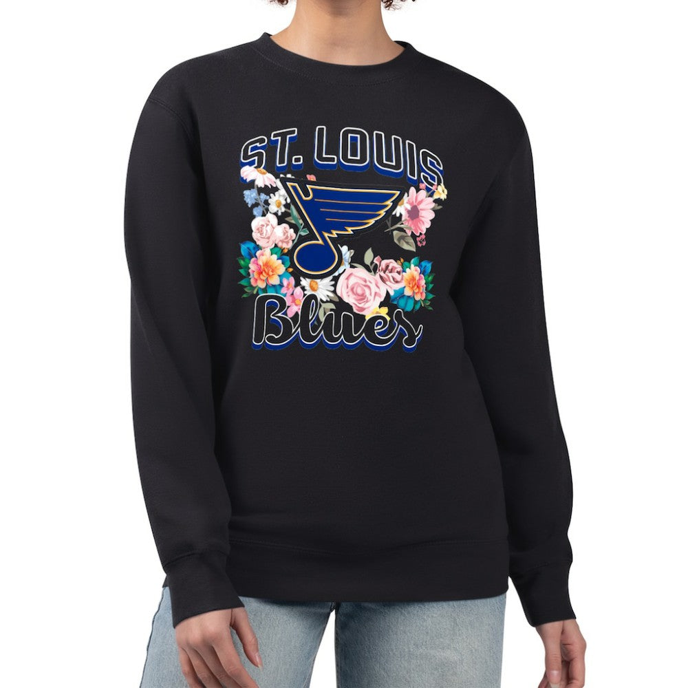 St. Louis Blues G-III 4Her by Carl Banks Women's Flower Logo Pullover Sweatshirt Black
