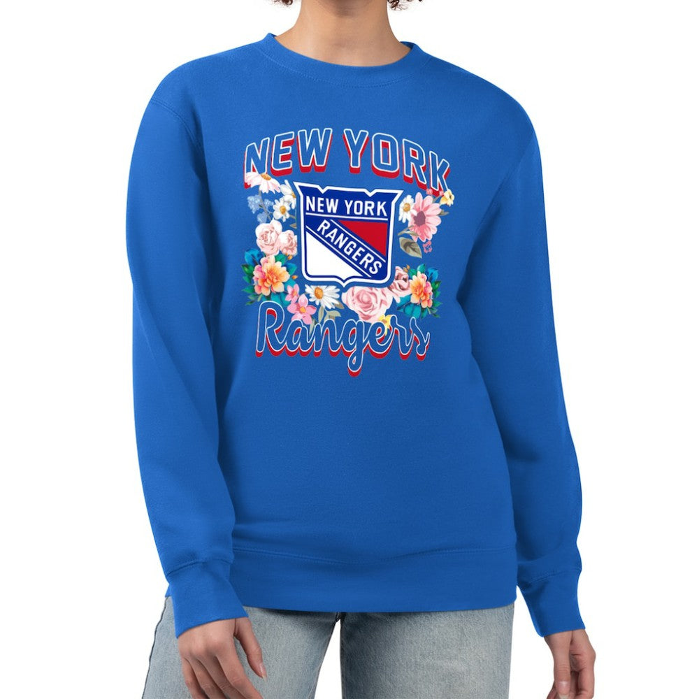 New York Rangers G-III 4Her by Carl Banks Women's Flower Logo Pullover Sweatshirt Blue