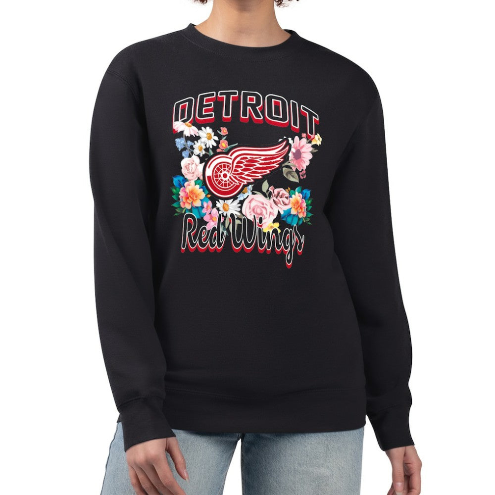 Detroit Red Wings G-III 4Her by Carl Banks Women's Flower Logo Pullover Sweatshirt Black